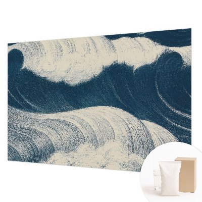 Modern wall mural for living room with a sea waves design