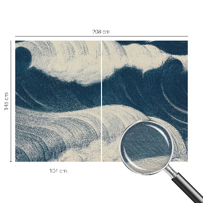 Modern wall mural for living room with a sea waves design