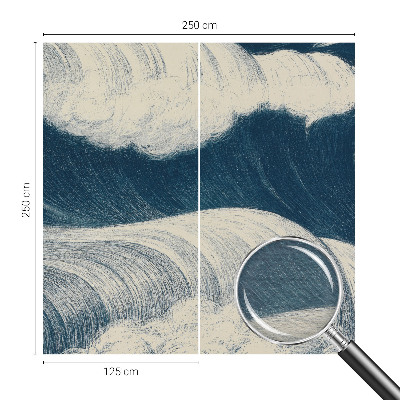 Modern wall mural for living room with a sea waves design