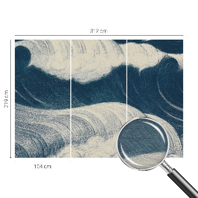 Modern wall mural for living room with a sea waves design