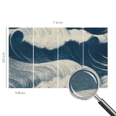 Modern wall mural for living room with a sea waves design