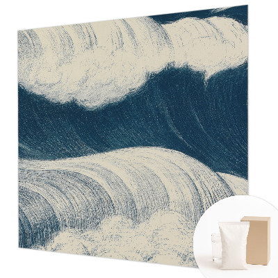 Modern wall mural for living room with a sea waves design