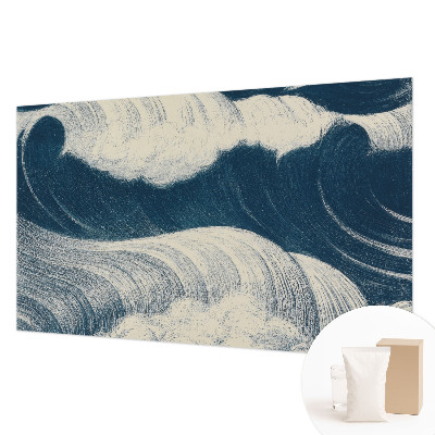 Modern wall mural for living room with a sea waves design