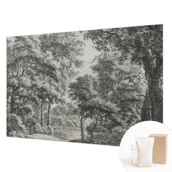 Non-woven wall mural with a forest scenery design
