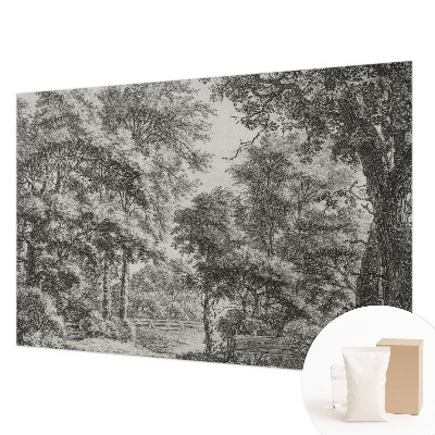 Non-woven wall mural with a forest scenery design