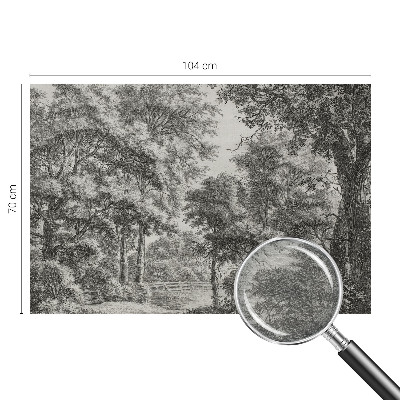 Non-woven wall mural with a forest scenery design