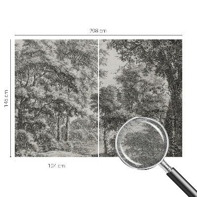 Non-woven wall mural with a forest scenery design