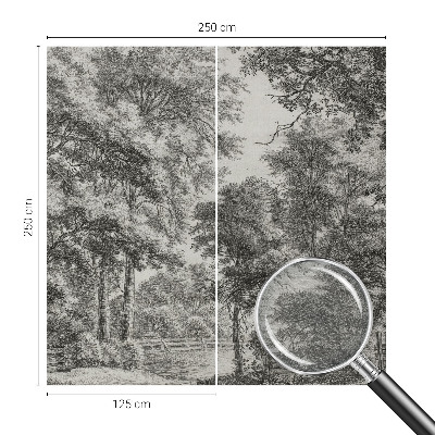Non-woven wall mural with a forest scenery design