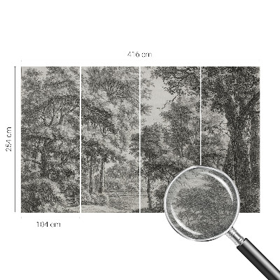 Non-woven wall mural with a forest scenery design
