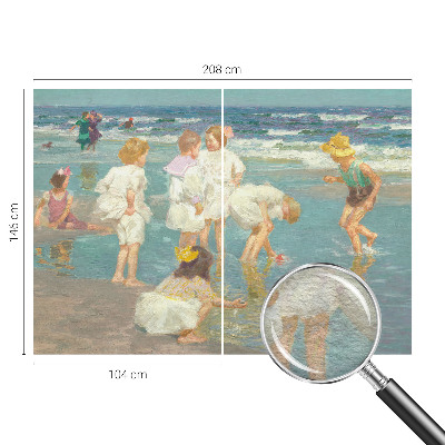 Wall mural for living room with a beach childhood motif