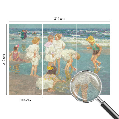 Wall mural for living room with a beach childhood motif