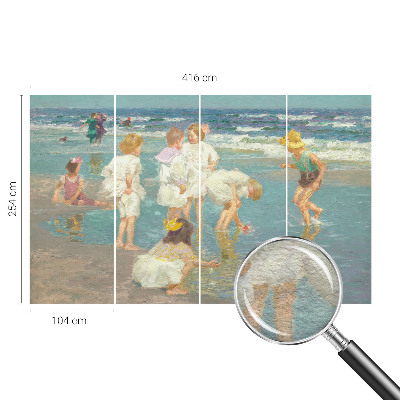 Wall mural for living room with a beach childhood motif