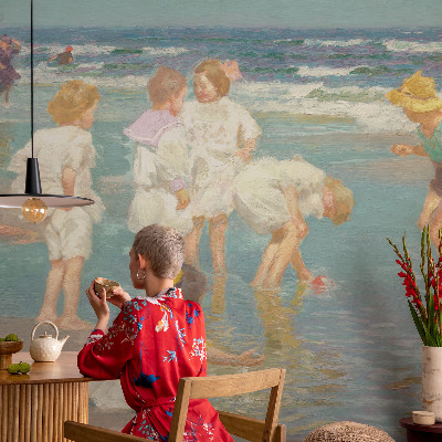 Wall mural for living room with a beach childhood motif