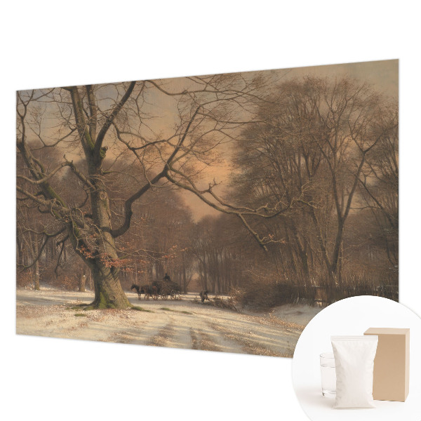 Wallpaper mural for living room featuring a winter landscape