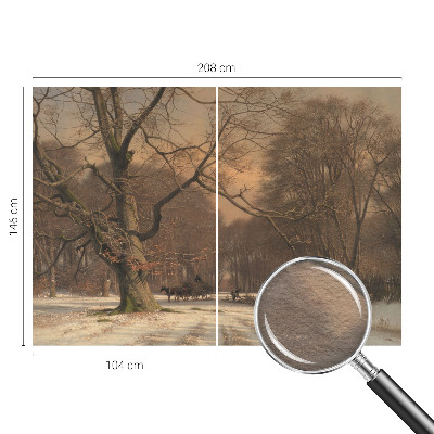 Wallpaper mural for living room featuring a winter landscape