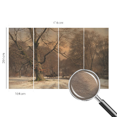 Wallpaper mural for living room featuring a winter landscape