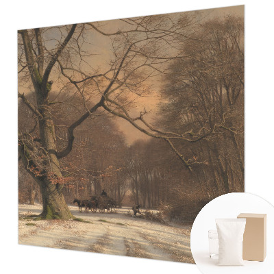 Wallpaper mural for living room featuring a winter landscape
