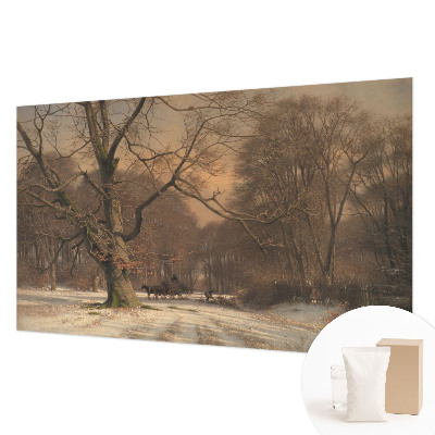 Wallpaper mural for living room featuring a winter landscape