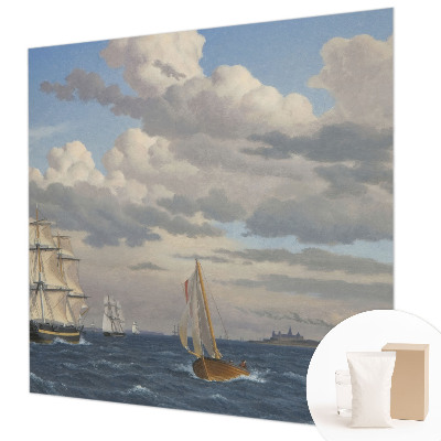 Wall mural for bedroom with a sea adventure design