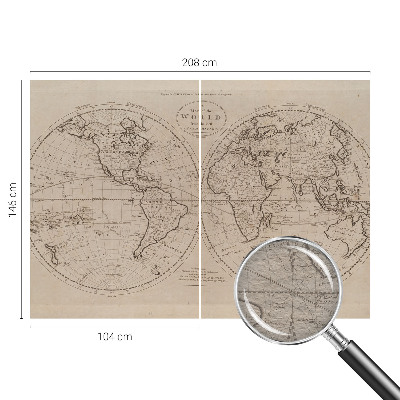 Bedroom wall mural wallpaper with an old map design