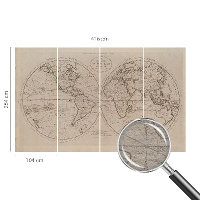 Bedroom wall mural wallpaper with an old map design
