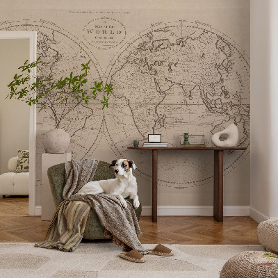Bedroom wall mural wallpaper with an old map design