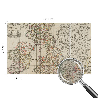 Large wall mural featuring an antique map design