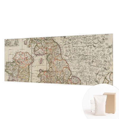 Large wall mural featuring an antique map design