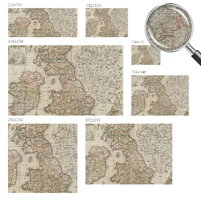 Large wall mural featuring an antique map design