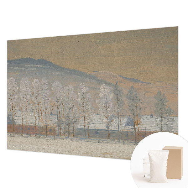 Custom size wall mural with a winter scenery design