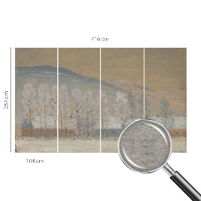 Custom size wall mural with a winter scenery design