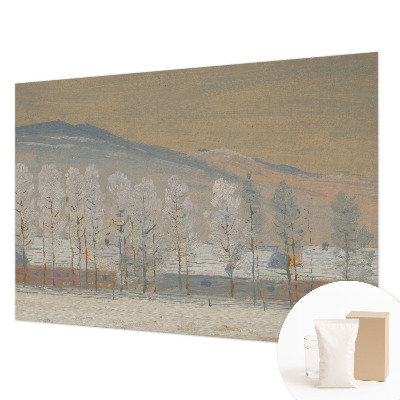 Custom size wall mural with a winter scenery design