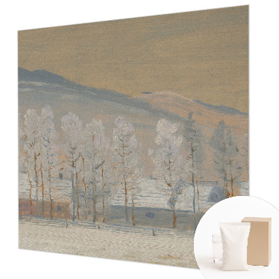 Custom size wall mural with a winter scenery design