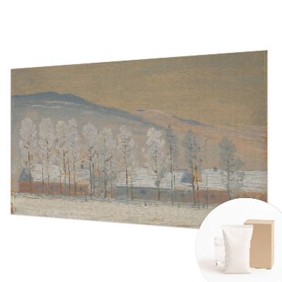 Custom size wall mural with a winter scenery design