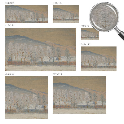 Custom size wall mural with a winter scenery design