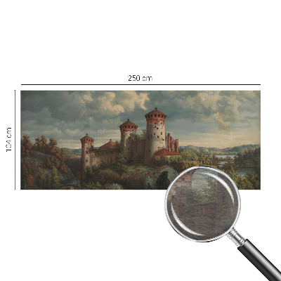 Large wallpaper mural featuring a romantic landscape