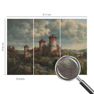 Large wallpaper mural featuring a romantic landscape