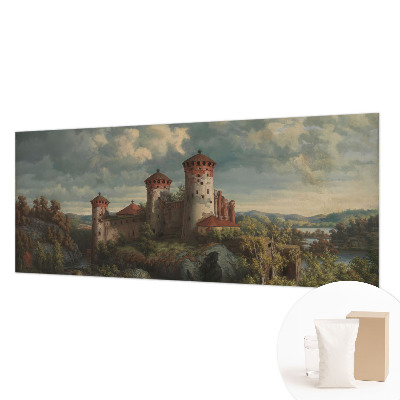 Large wallpaper mural featuring a romantic landscape