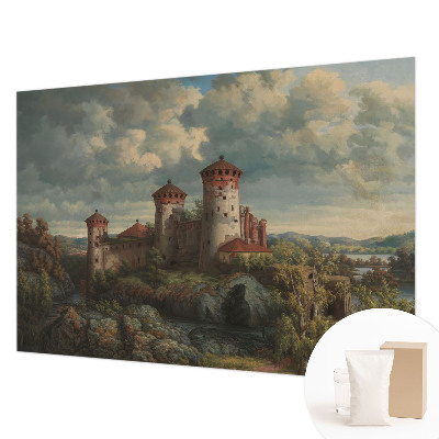 Large wallpaper mural featuring a romantic landscape