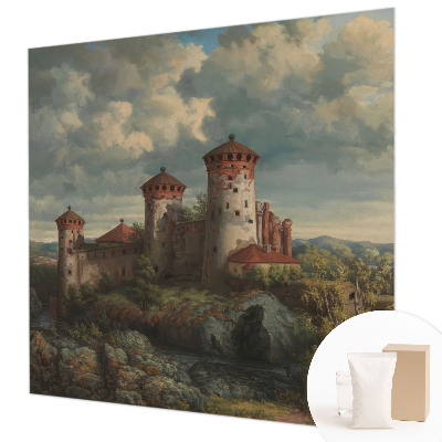 Large wallpaper mural featuring a romantic landscape