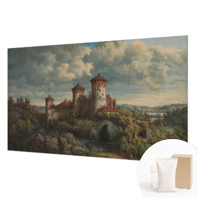 Large wallpaper mural featuring a romantic landscape
