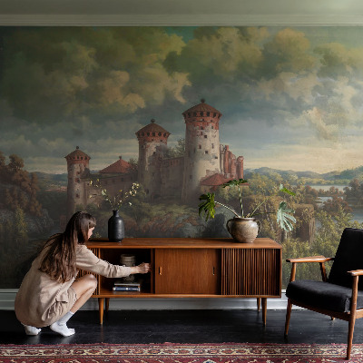 Large wallpaper mural featuring a romantic landscape