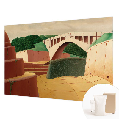 Large wall mural wallpaper featuring a peaceful landscape scene