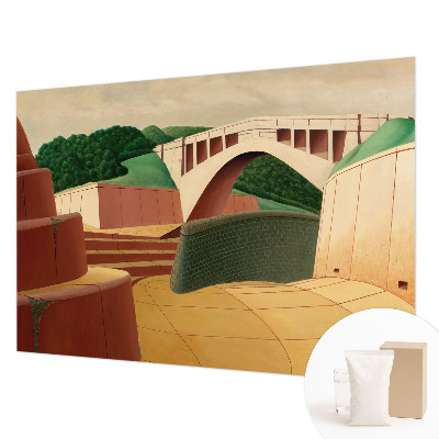 Large wall mural wallpaper featuring a peaceful landscape scene