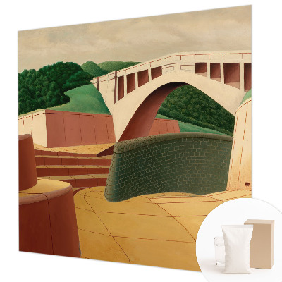 Large wall mural wallpaper featuring a peaceful landscape scene