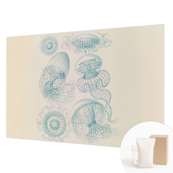 Modern wall mural for living room with a sea jellyfish design