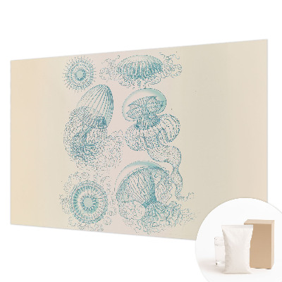 Modern wall mural for living room with a sea jellyfish design
