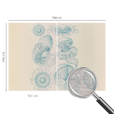 Modern wall mural for living room with a sea jellyfish design