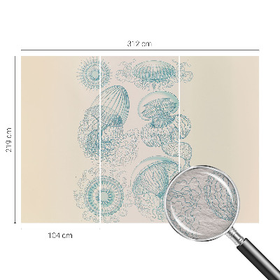 Modern wall mural for living room with a sea jellyfish design