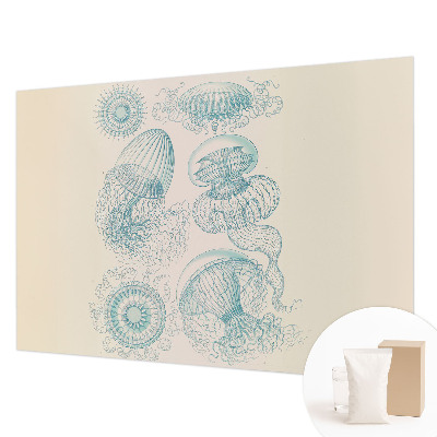 Modern wall mural for living room with a sea jellyfish design